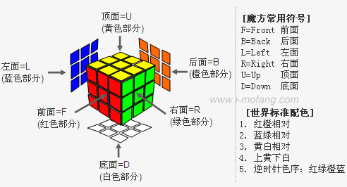 魔方结构、配色和符号